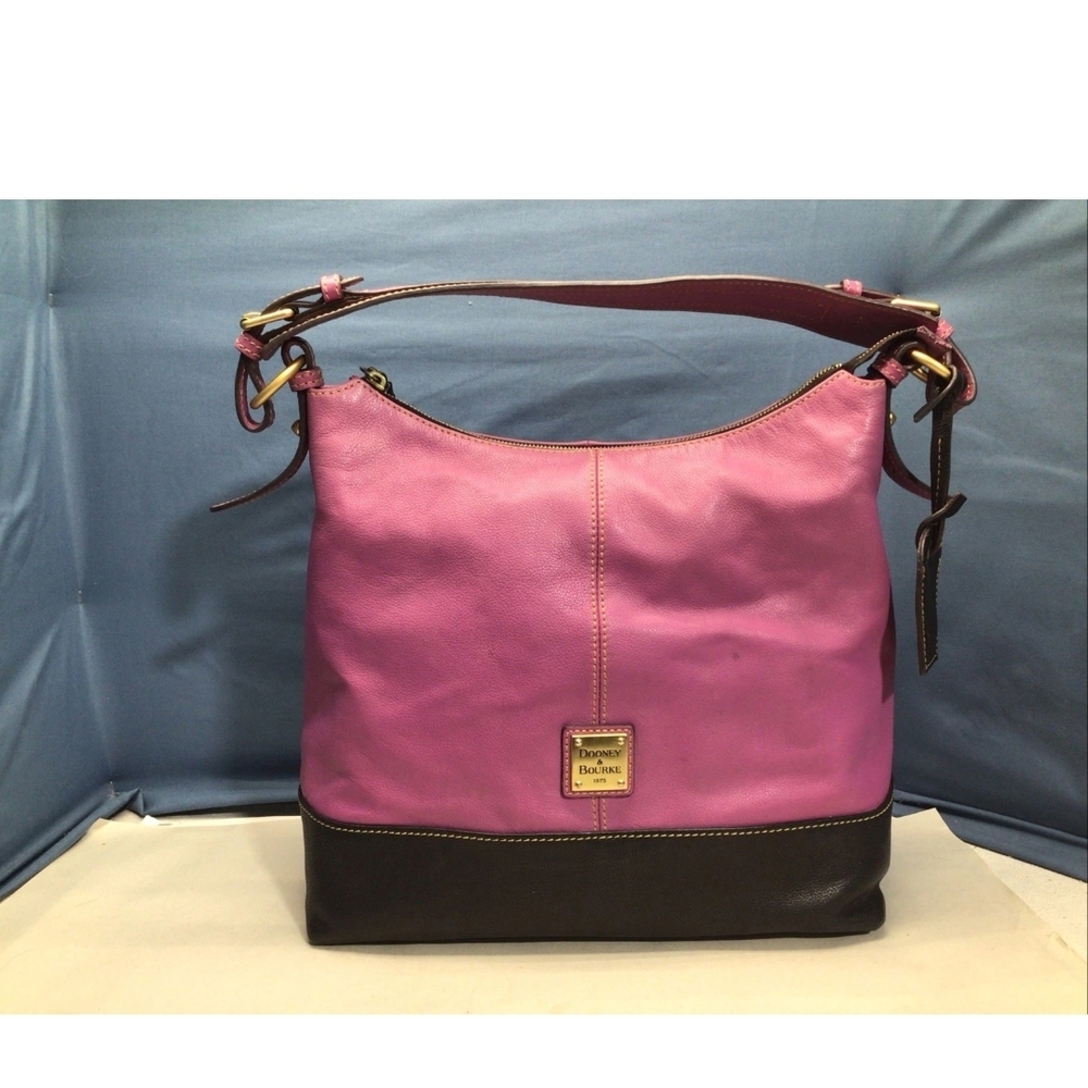Dooney & Bourke Pink and Black Sophie Leather Hobo Bag
